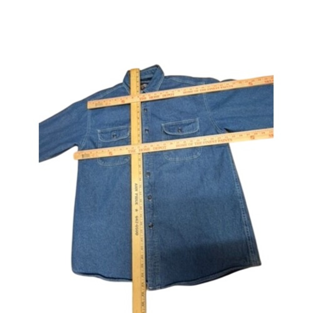 "Levi Strauss & Co" Mens Lined Denim Shirt Jacket Blue Plaid Fleece Workwear - Picture 11 of 13
